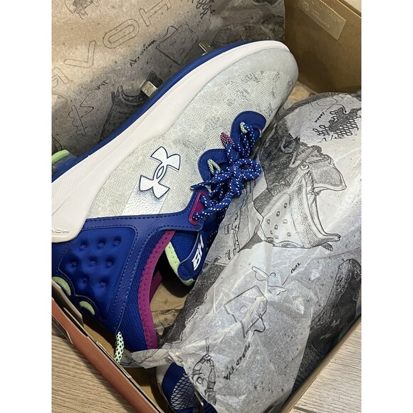 Bryce Harper Under Armour Low ST Baseball Cleats UA 8 Blue White Men's Size 10 - Picture 9 of 10